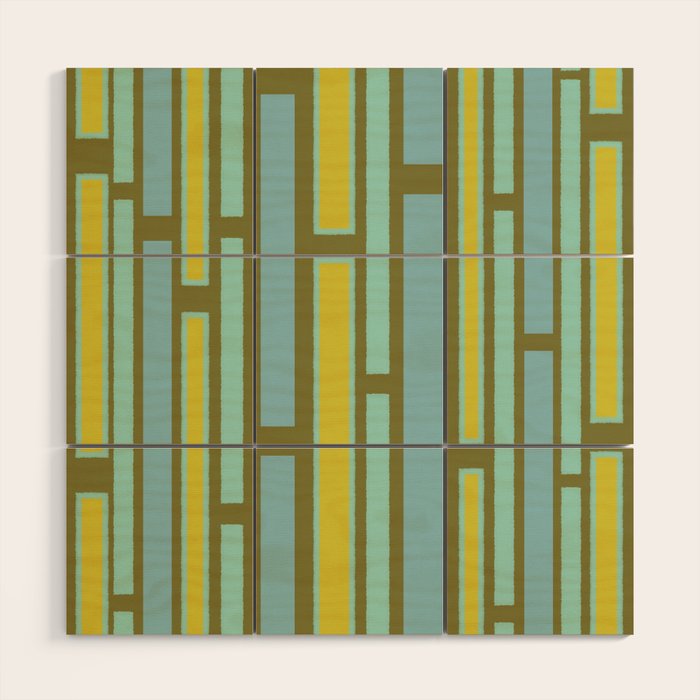 Geometric Portal 1 in Chartreuse Olive Blue Wood Wall Art Gallery Image 1