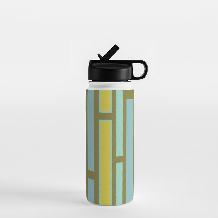 Geometric Portal 1 in Chartreuse Olive Blue Water Bottle Gallery Image 1