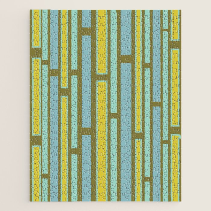 Geometric Portal 1 in Chartreuse Olive Blue Jigsaw Puzzle Gallery Image 1