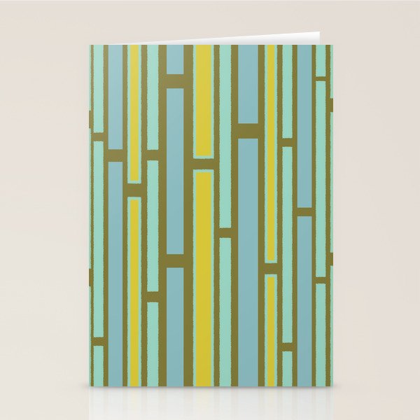 Geometric Portal 1 in Chartreuse Olive Blue Stationery Card Gallery Image 1