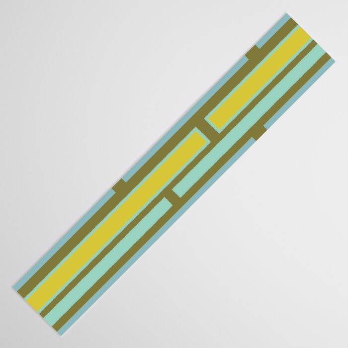 Geometric Portal 1 in Chartreuse Olive Blue Table Runner Gallery Image 3