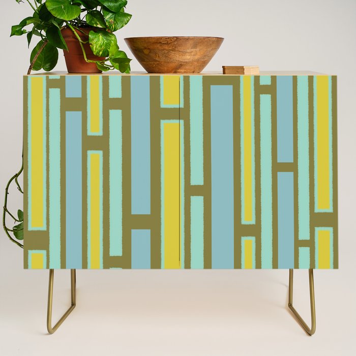 Geometric Portal 1 in Chartreuse Olive Blue Credenza Gallery Image 1