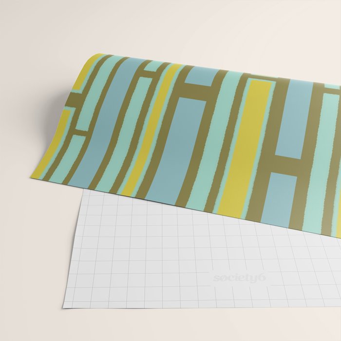 Geometric Portal 1 in Chartreuse Olive Blue Wrapping Paper Gallery Image 2