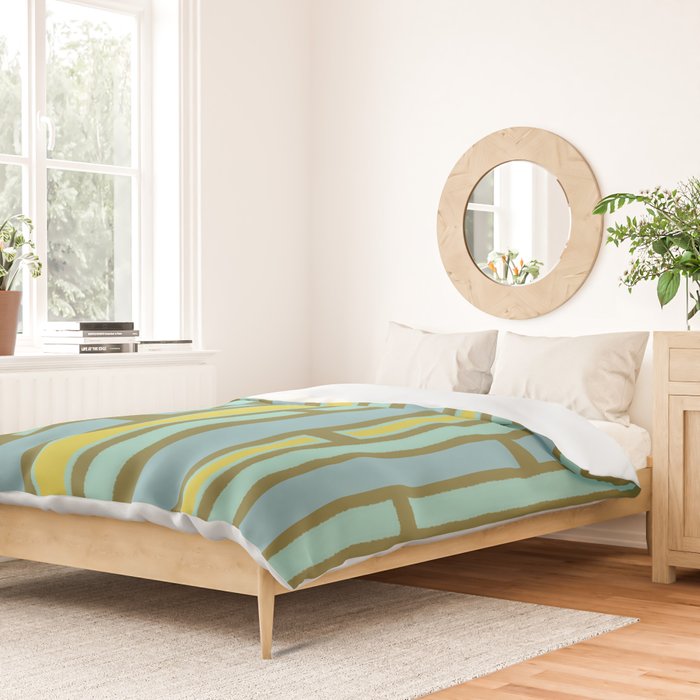 Geometric Portal 1 in Chartreuse Olive Blue Duvet Cover Gallery Image 2