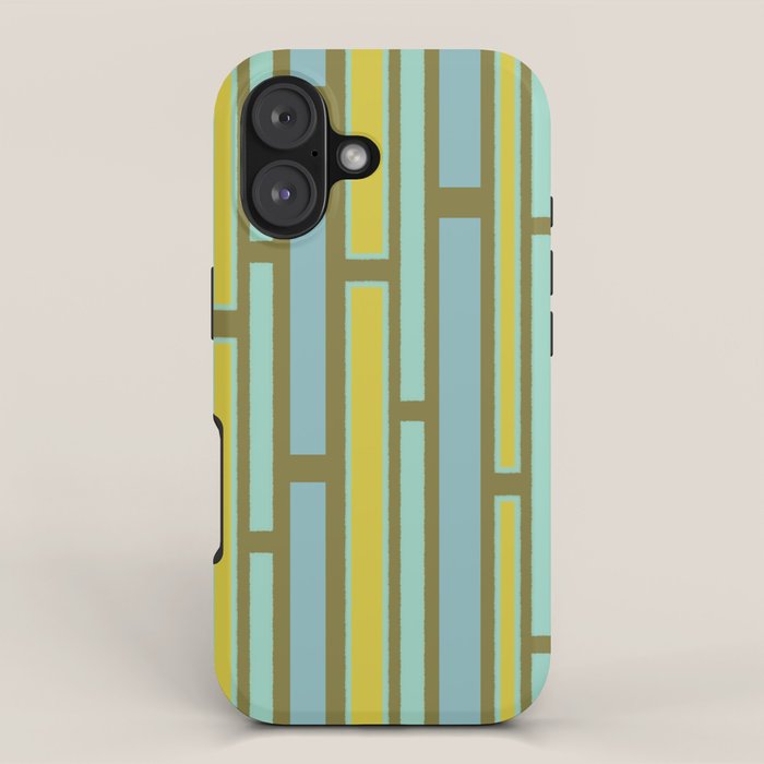 Geometric Portal 1 in Chartreuse Olive Blue iPhone Case Gallery Image 1