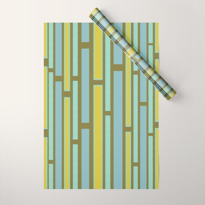 Geometric Portal 1 in Chartreuse Olive Blue Wrapping Paper Gallery Image 1