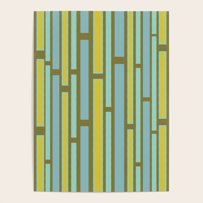 Geometric Portal 1 in Chartreuse Olive Blue Poster Gallery Image 1