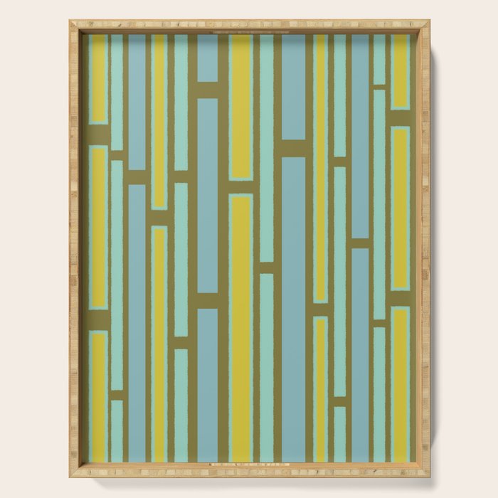 Geometric Portal 1 in Chartreuse Olive Blue Serving Tray Gallery Image 1