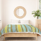 Geometric Portal 1 in Chartreuse Olive Blue Duvet Cover Gallery Image 3