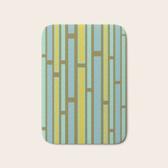 Geometric Portal 1 in Chartreuse Olive Blue Bath Mat Gallery Image 1