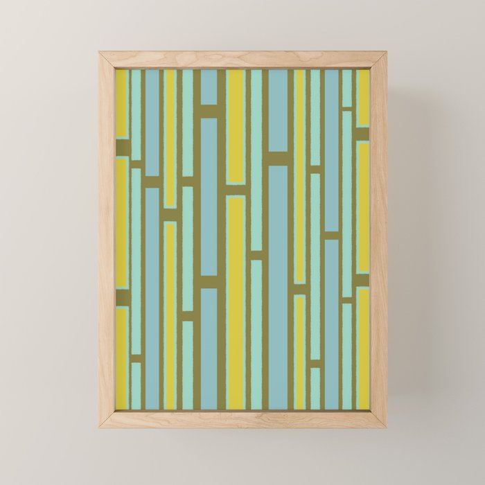 Geometric Portal 1 in Chartreuse Olive Blue Mini Art Print Gallery Image 1