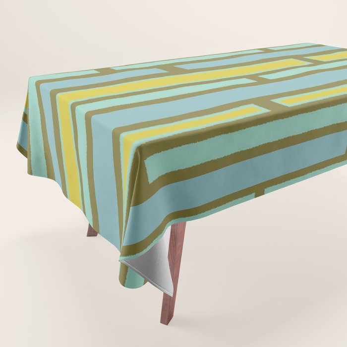 Geometric Portal 1 in Chartreuse Olive Blue Tablecloth Gallery Image 1
