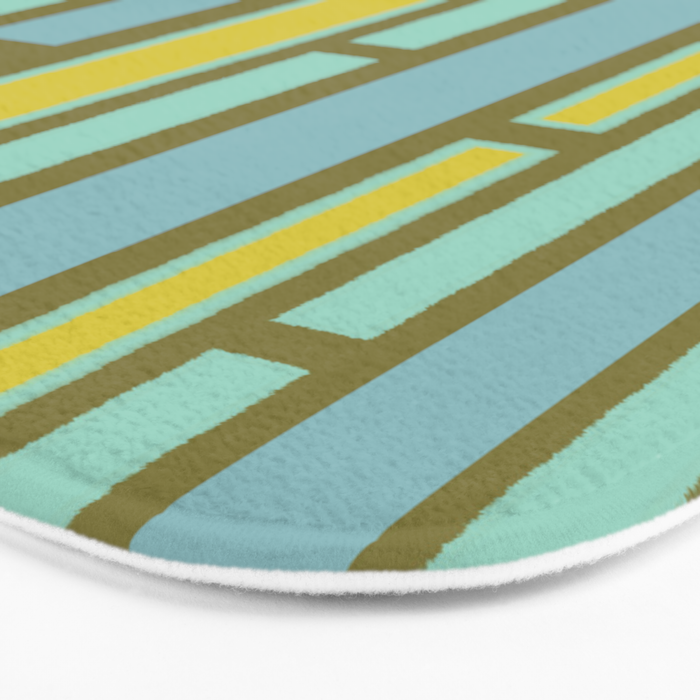 Geometric Portal 1 in Chartreuse Olive Blue Bath Mat Gallery Image 3