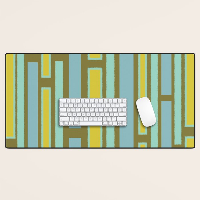 Geometric Portal 1 in Chartreuse Olive Blue Desk Mat Gallery Image 1