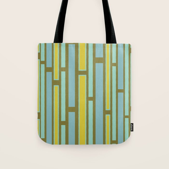 Geometric Portal 1 in Chartreuse Olive Blue Tote Bag Gallery Image 1