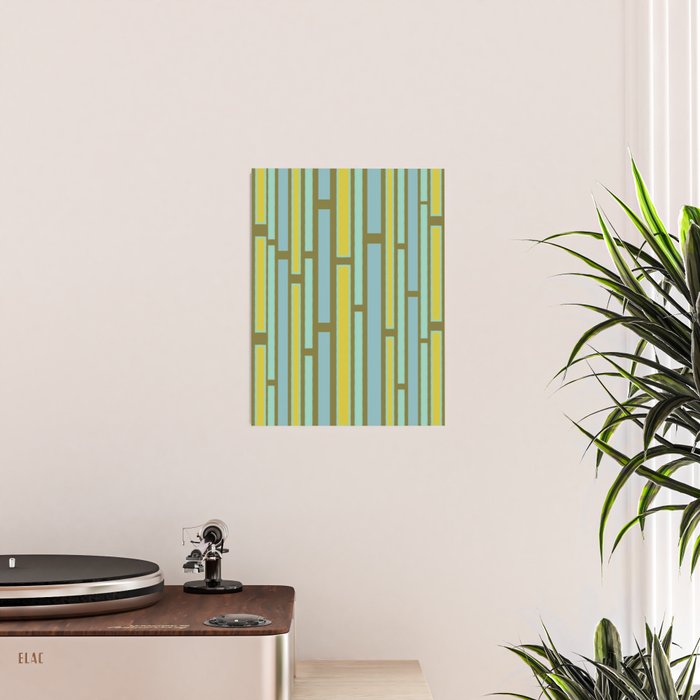 Geometric Portal 1 in Chartreuse Olive Blue Poster Gallery Image 2