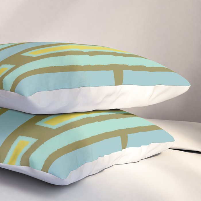 Geometric Portal 1 in Chartreuse Olive Blue Pillow Sham Gallery Image 3