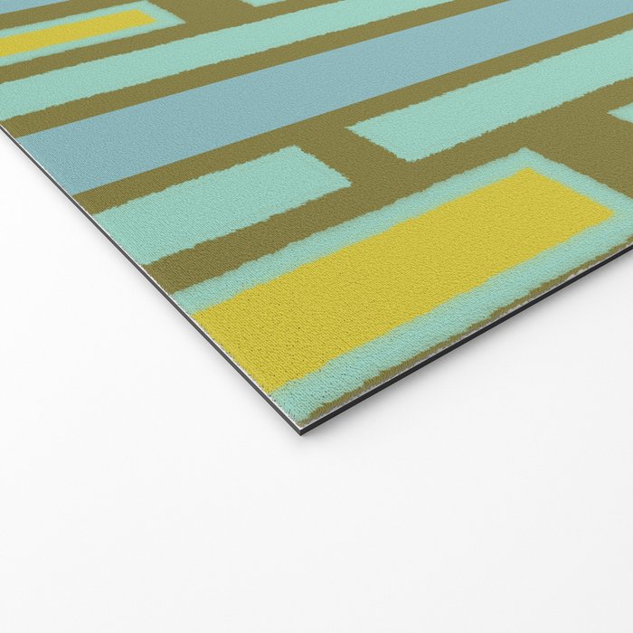 Geometric Portal 1 in Chartreuse Olive Blue Welcome Mat Gallery Image 2