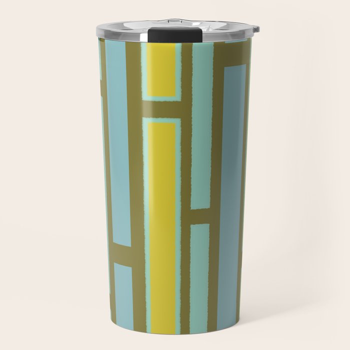 Geometric Portal 1 in Chartreuse Olive Blue Travel Mug Gallery Image 1
