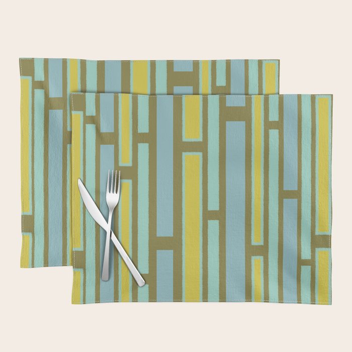 Geometric Portal 1 in Chartreuse Olive Blue Placemat Gallery Image 1