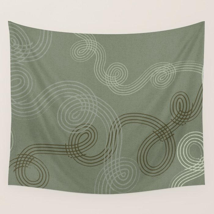 calming essentials loops sage green Wall Tapestry Gallery Image 1