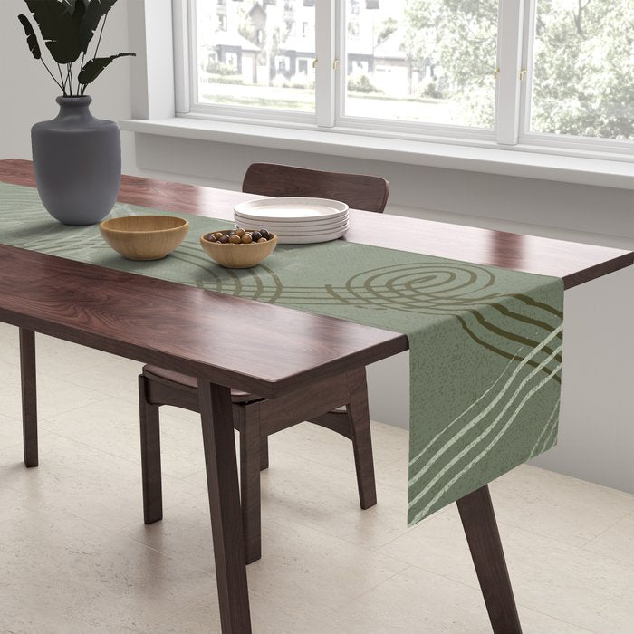 calming essentials loops sage green Table Runner Gallery Image 2