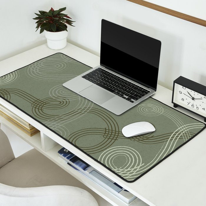 calming essentials loops sage green Desk Mat Gallery Image 2