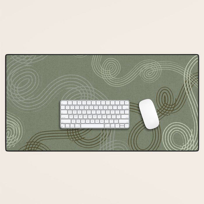 calming essentials loops sage green Desk Mat Gallery Image 1