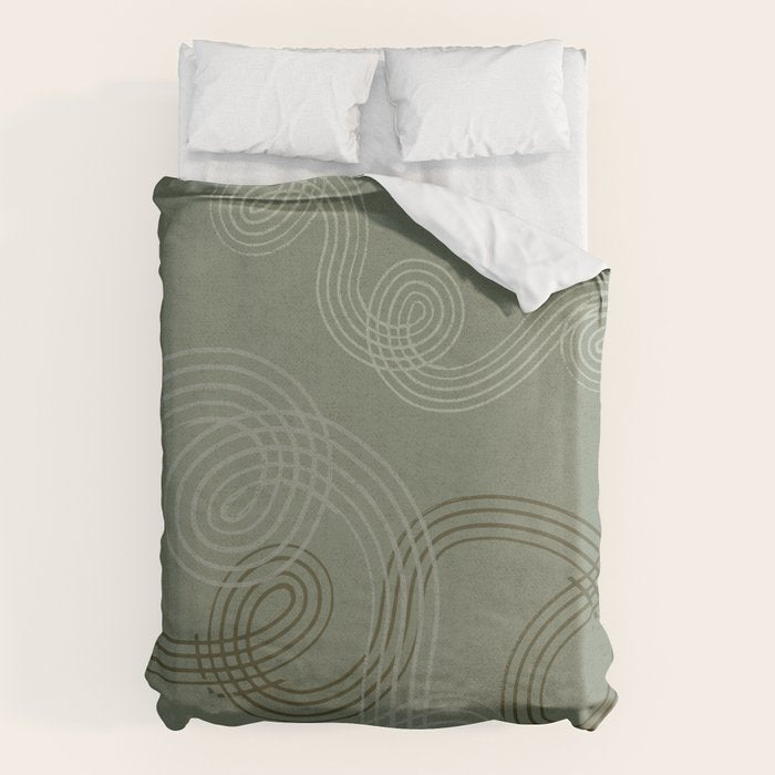 calming essentials loops sage green Duvet Cover Gallery Image 6