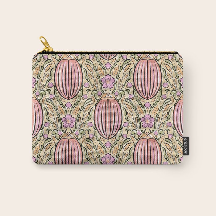 Retro Floral Beetles - vintage pastels Carry All Pouch Gallery Image 1