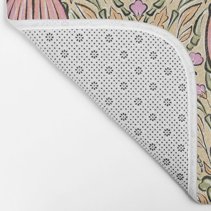 Retro Floral Beetles - vintage pastels Bath Mat Gallery Image 2