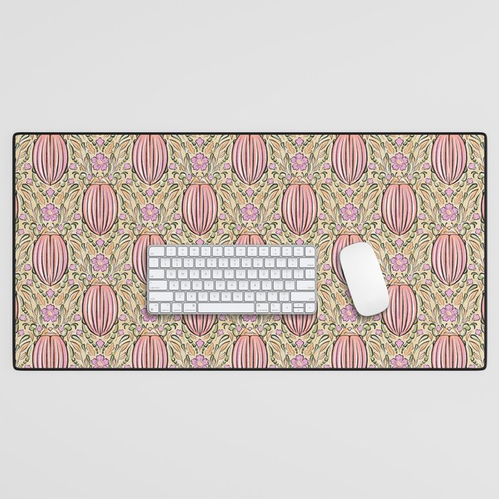 Retro Floral Beetles - vintage pastels Desk Mat Gallery Image 1