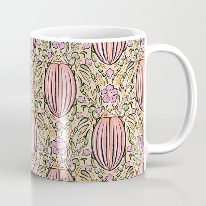 Retro Floral Beetles - vintage pastels Coffee Mug Gallery Image 1