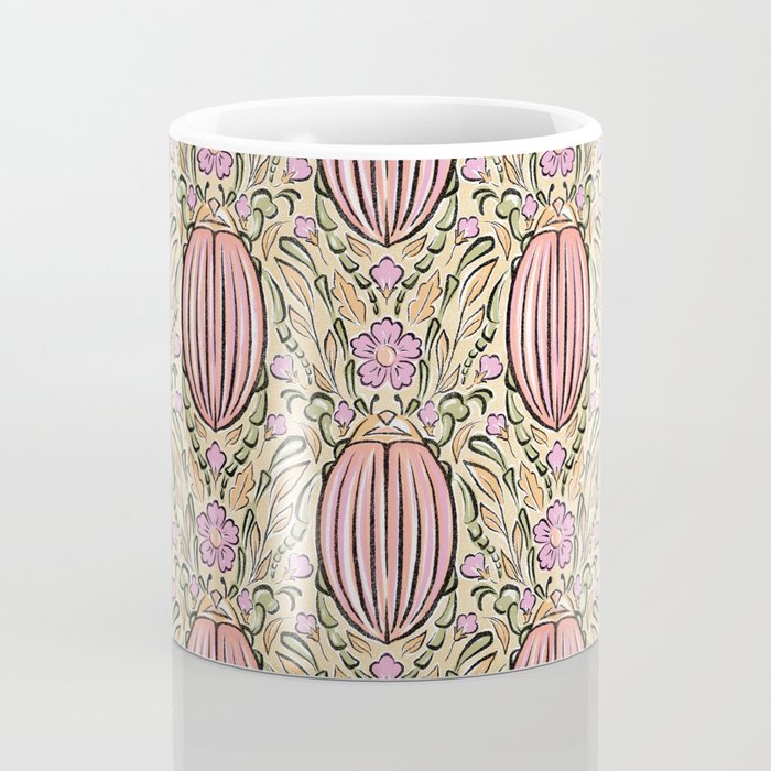 Retro Floral Beetles - vintage pastels Coffee Mug Gallery Image 4