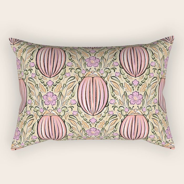 Retro Floral Beetles - vintage pastels Rectangular Pillow Gallery Image 1