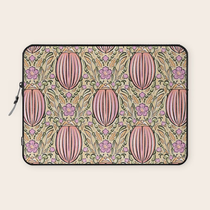 Retro Floral Beetles - vintage pastels Laptop Sleeve Gallery Image 1