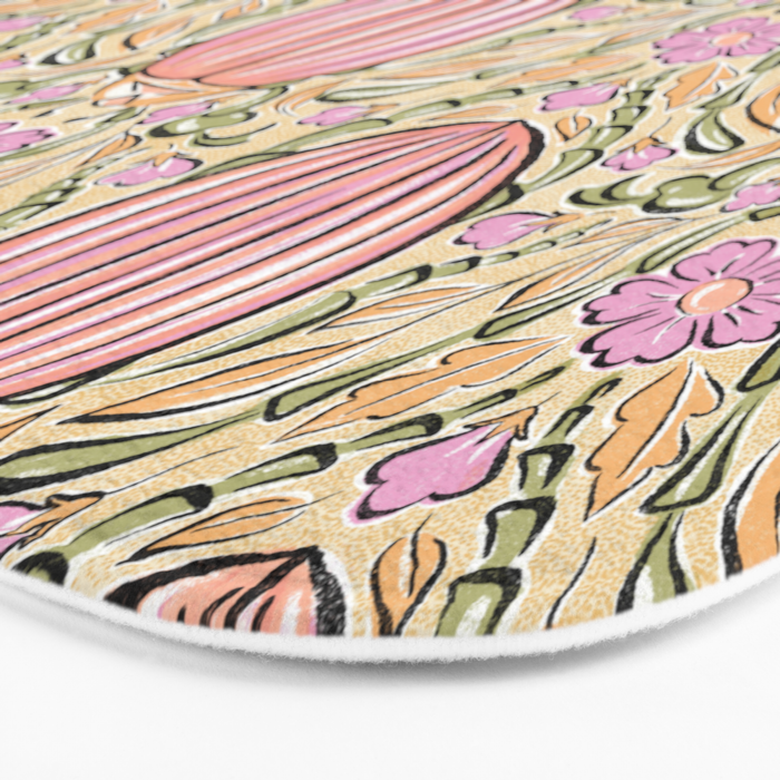 Retro Floral Beetles - vintage pastels Bath Mat Gallery Image 3