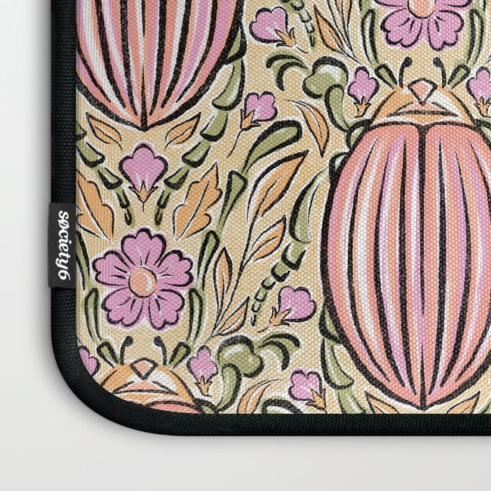 Retro Floral Beetles - vintage pastels Laptop Sleeve Gallery Image 3