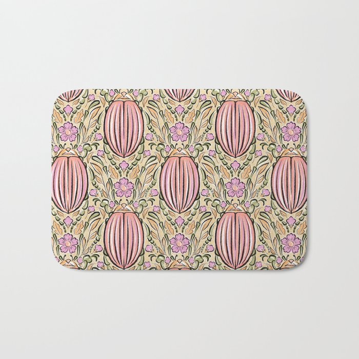 Retro Floral Beetles - vintage pastels Bath Mat Gallery Image 1