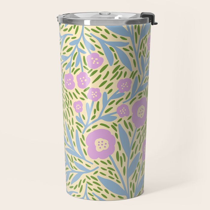 Botanical Garden - Lilac, Blue and Green  Travel Mug Gallery Image 2