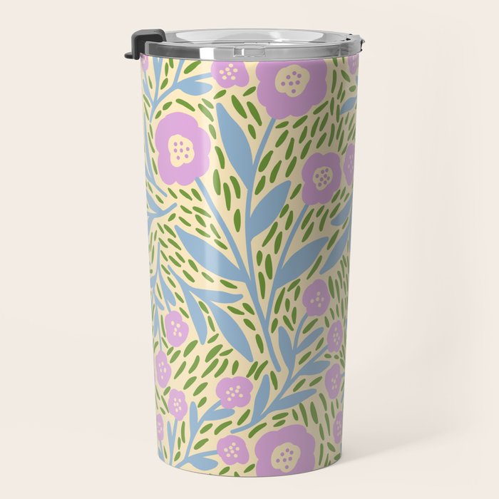 Botanical Garden - Lilac, Blue and Green  Travel Mug Gallery Image 3