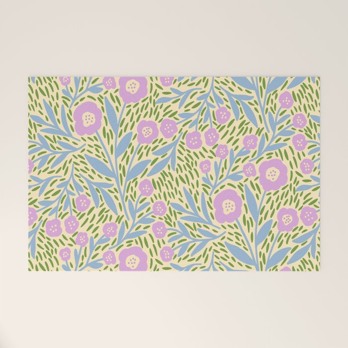 Botanical Garden - Lilac, Blue and Green  Welcome Mat Gallery Image 1