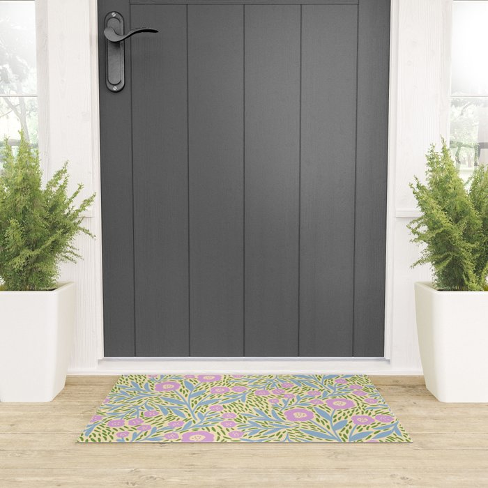 Botanical Garden - Lilac, Blue and Green  Welcome Mat Gallery Image 3