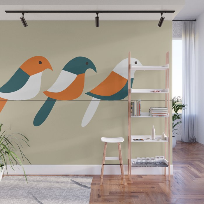 Birds on wire Wall Mural Gallery Image 1