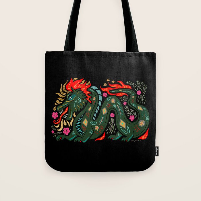 Dragon - Red, Black, Green Tote Bag Gallery Image 1