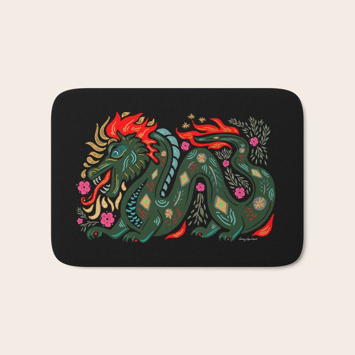 Dragon - Red, Black, Green Bath Mat Gallery Image 1