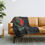 Dragon - Red, Black, Green Throw Blanket Gallery Image 1