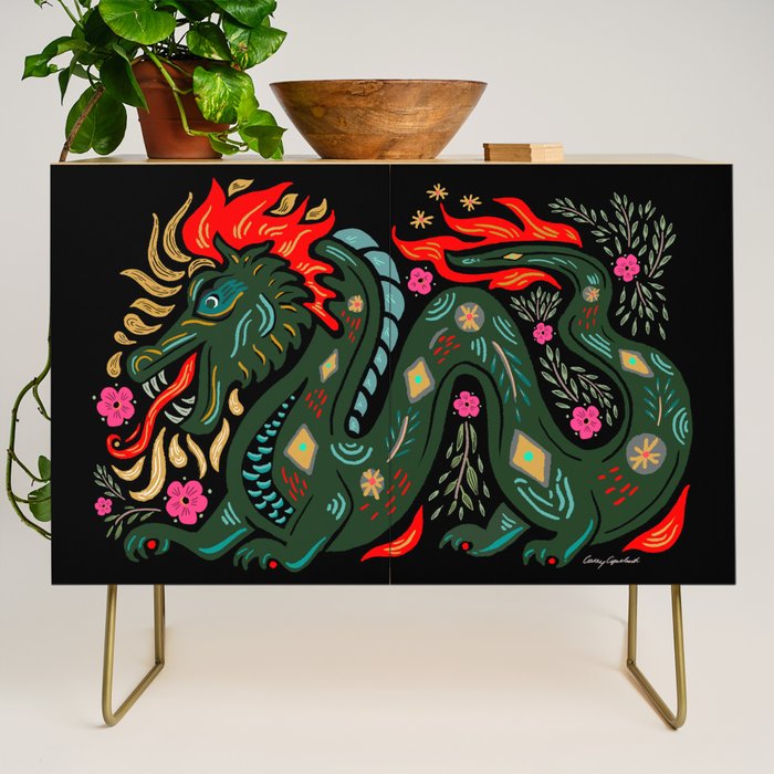 Dragon - Red, Black, Green Credenza Gallery Image 1