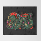 Dragon - Red, Black, Green Throw Blanket Gallery Image 2