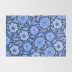 Folk Floral Blossoms in Midnight Blue Rug Gallery Image 2
